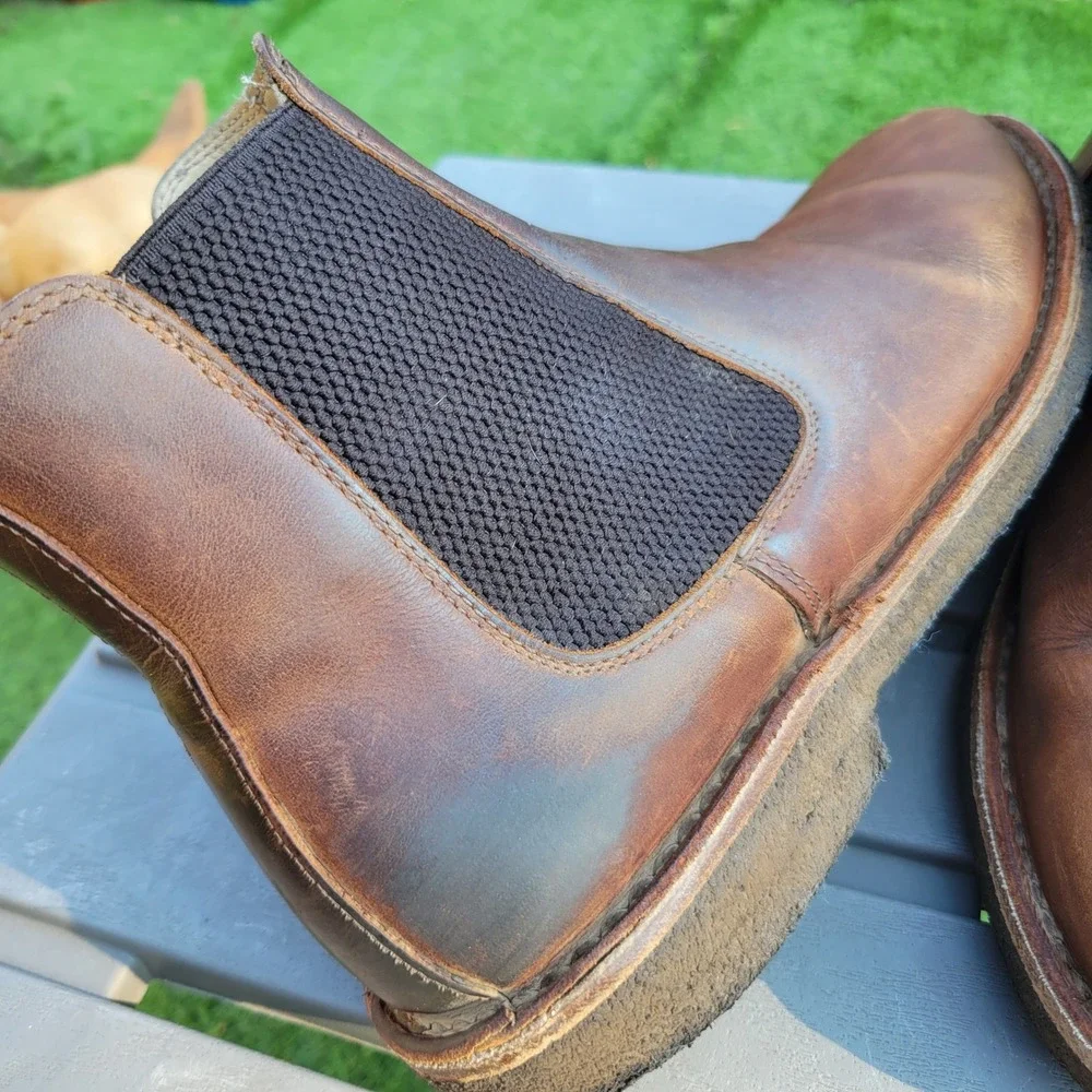 Astorflex Mens Brown Leather Chelsea Boots Made in Italy EU 43 US 10 Rubber Sole